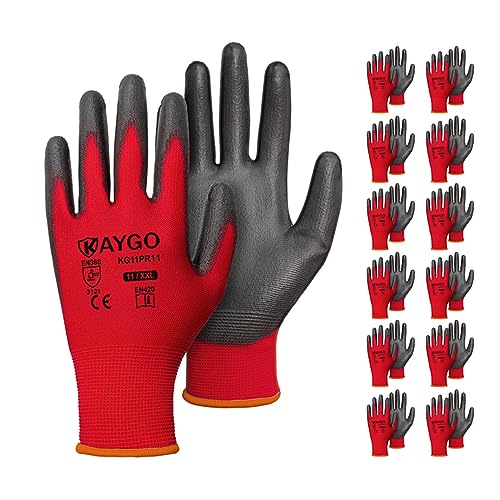 Safety Work Gloves for Men Women (Red / XX-Large)