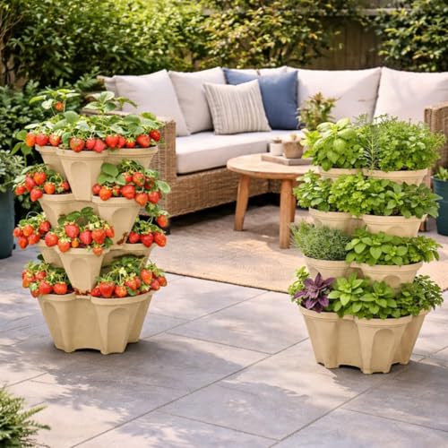 Stackable Vertical Planter Tower (Desert Sand / Small)