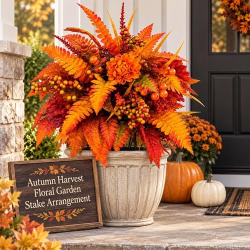 Autumn Harvest Floral Garden Stake Arrangement (1pc#)
