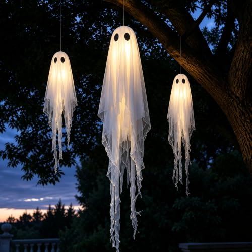 3 Packs Halloween Decorations Outdoor (3PK-HANGING-GHOST)