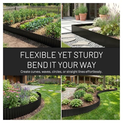 40FT x 8IN Flexible Corrugated Metal Garden Edging Roll (Black / 40FT × 8IN)