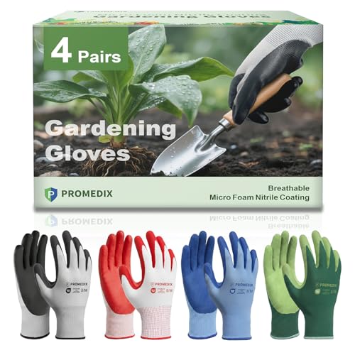 4 Pairs Gardening Gloves for Women & Men (Multicolor / Small)