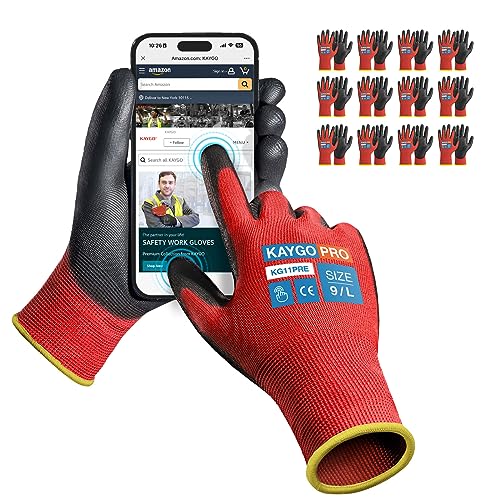 Safety Work Gloves (Red (Touch Screen) / Large)