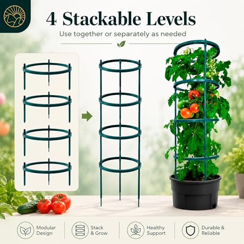 Tomato Cages Heavy Duty Garden Trellis for Raised Beds & Pots