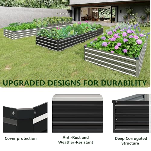 2PCS 8x4x1ft Galvanized Raised Garden Bed Kit (Black / 8x4x1(2PCS))
