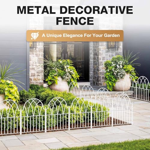 25 Pack White Decorative Garden Fence Panels (White | Size: 25 Panels-26.41ft(L) x 17in(H) / White)