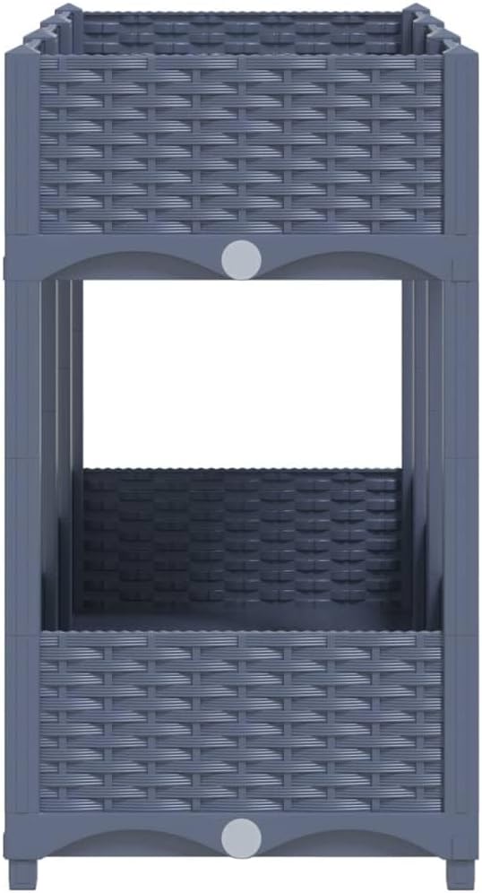 Raised Garden Bed 47.2"x15.7"x28" Polypropylene Outdoor Planter Box with 2 Shelves, Blue Gray, Elevated Garden Bed for Vegetables, Flowers, Herbs, and More
