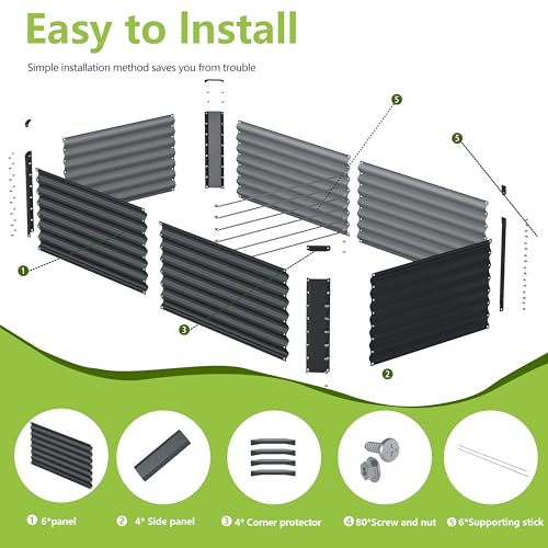 8x2x2FT Galvanized Raised Garden Bed (8x2x2 / Gray)