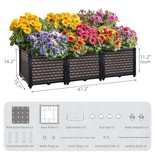 Large Planters for Outdoor Plants 14" Tall Planter Box (47.2"(l) X 15.7"(w) X 14.2"(h))