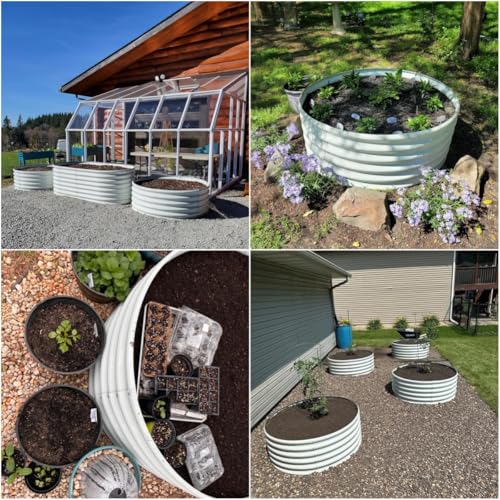 Anleolife 2 Pack 4ft x 18in Round Raised Garden Beds (Round-antique White / 4×1.5ft Tall)