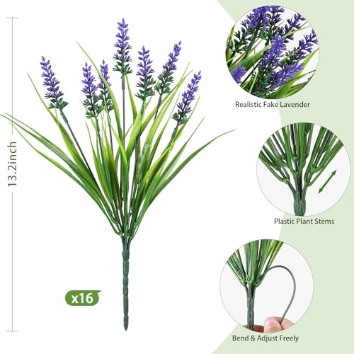 16PCS Artificial Flowers for Outdoors (Purple / 16PCS)