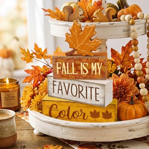 4 Pcs Fall Table Decor Wooden Maple Leaf (Fall Maple Leaf)