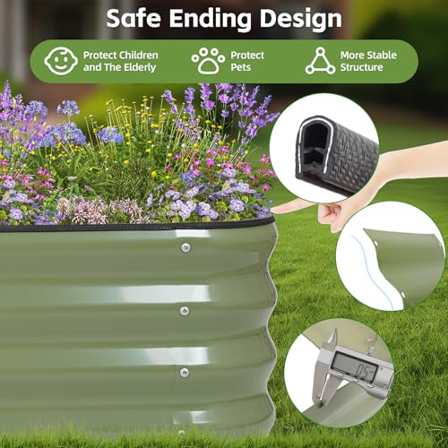 3-in-1 Modular Raised Garden Bed Kit - Adjustable Sizes (4x2x1ft, 3x3x1ft, 5x1x1ft) - Heavy-Duty Galvanized Steel Planter Box with Bracing Rods & Gloves for Vegetables, Fruits, Flowers (Green / 4×2×1FT)