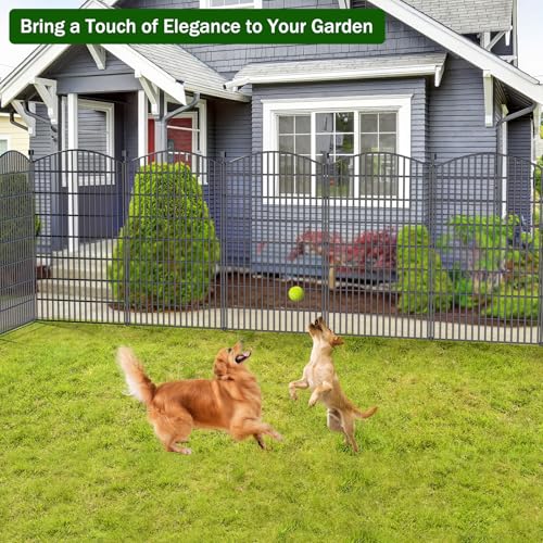 5 Panel No Dig Decorative Garden Fence 48" H x 11.4'L Outdoor Dog Barrier (48 in(H) X 11.4 ft(L))