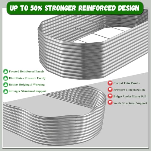 Raised Garden Bed Outdoor Upgrade Oval (Silver / 8x4FT)