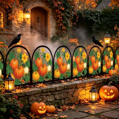 6 Pack Fall Pumpkin Decorative Garden Fence (Pumpkin)