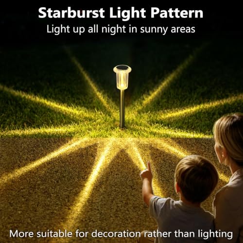 10 Pack Solar Pathway Lights Outdoor Waterproof Warm White LED (Warm 10Pack)
