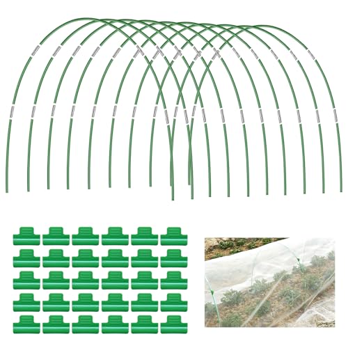 50 PCS Rust Free Garden Hoops for Raised Beds With Garden Netting Clips (50PCS)