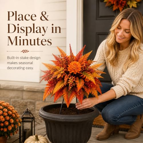 2 Pack Fall Artificial Flowers for Outdoors