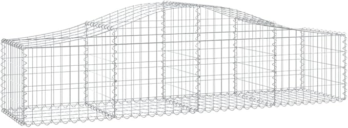 Gabion Basket Set of 4, Silver Galvanized Iron Large Rectangular for Outdoor Landscaping, Garden Walls, and Planters