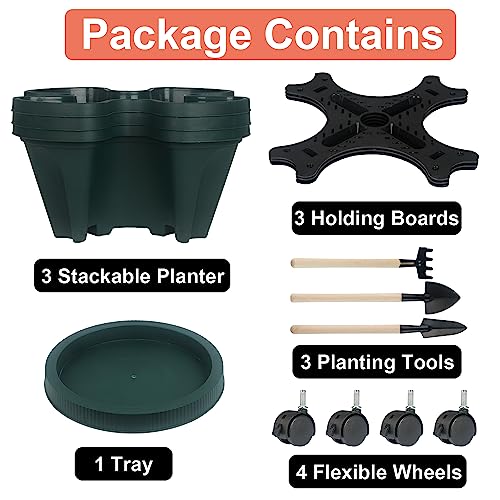 Vertical Planter Tower (Green / 3 Tier)