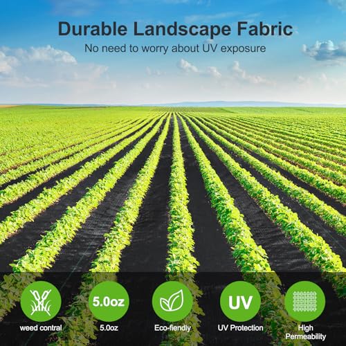 5 oz Heavy Duty Weed Barrier Landscape Fabric (5oz - 6ft x 250ft)