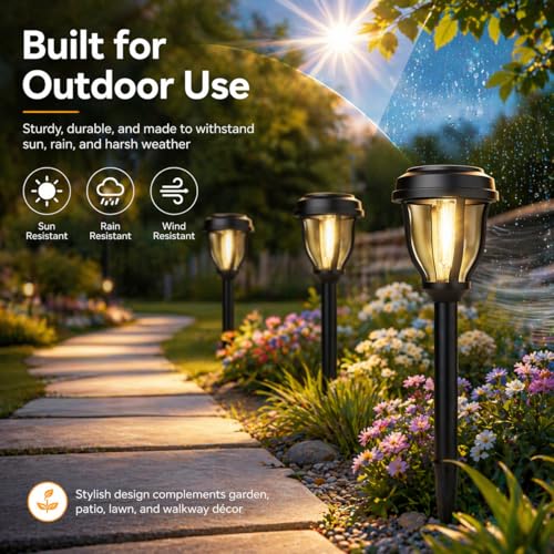 12 Pack Solar Lights Outdoor (12 Pack - Warm)