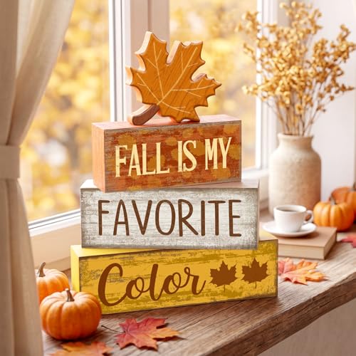 4 Pcs Fall Table Decor Wooden Maple Leaf (Fall Maple Leaf)