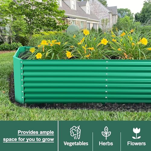 6×3×2 ft Galvanized Metal Raised Garden Bed (6×3×2ft（Rectangular） / Green)