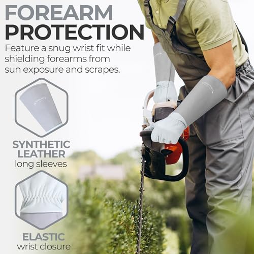 Long Gardening Gloves for Men & Women (Silver Gray / Large (Pack of 1))