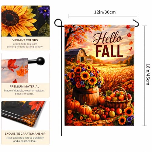 Fall Decor Hello Fall Garden Flag (Black)