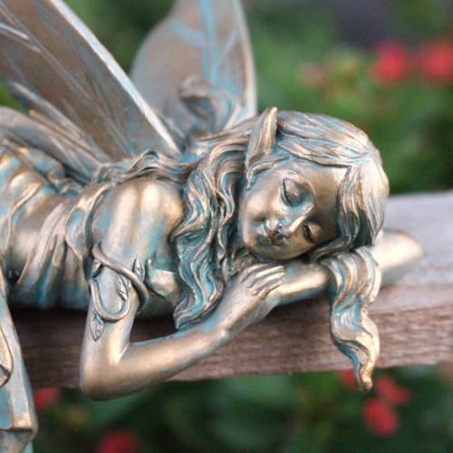 Vintage Bronze Sleeping Fairy Statue Outdoor Garden Decor (Sleeping)