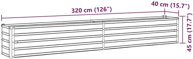 Raised Beds for Gardening Ground Box Box Boxes Garden Raised Bed Galvanized Steel 126"x15.7"x17.7" Greenfor Patio Balcony backyards