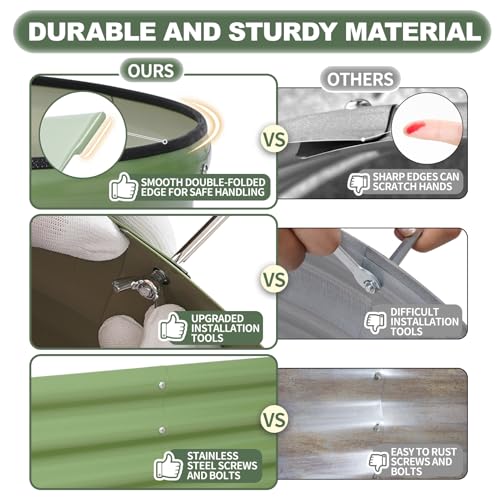 Galvanized Raised Garden Bed Outdoor (Green / 4×2×1ft（4pcs）)