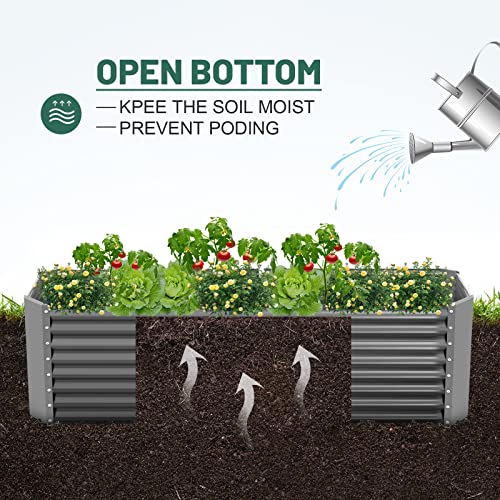 8×4×2 ft Galvanized Raised Garden Bed Kit (8×4×2ft（Rectangular） / 3-grey)