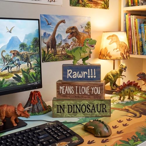 4 Pcs Dinosaur Table Decorations Wooden Dinosaur Party Decor (Dinosaur)