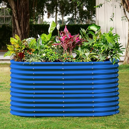 6x3x3ft Oval Galvanized Raised Garden Beds (Royal Blue / 6x3x3ft)