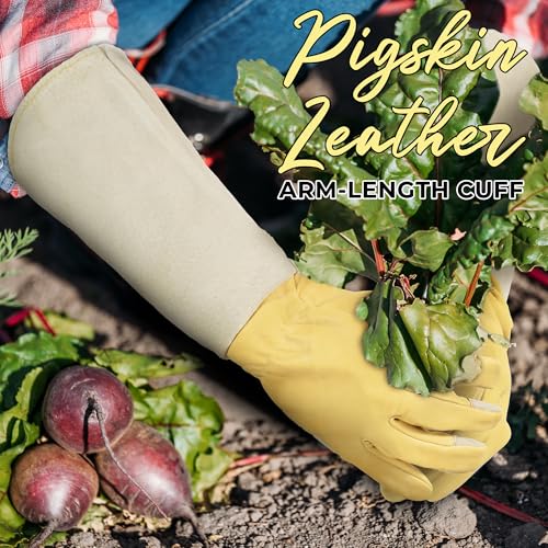Rose Pruning Gardening Gloves for Men Women (Vanilla / Large (Pack of 1))