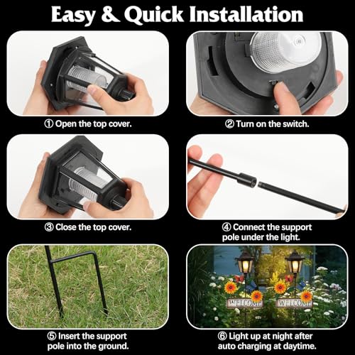 2 Pack Solar Garden Lights Butterfly with Welcome Sign (Yellow Flower)