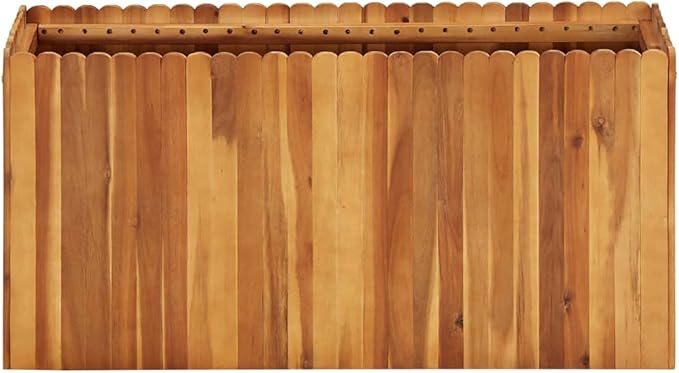 Solid Acacia Wood Raised Garden Bed, Oiled Natural Finish, 39.4x11.8x19.7 Inch Rectangular Outdoor Planter for Vegetables, Flowers, Herbs