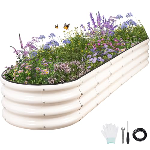 Galvanized Raised Garden Bed Outdoor (White / 8x2x1ft)