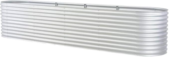 Garden Raised Bed 157.5"x31.5"x31.9" Galvanized Steel Silver,Raised Garden Bed,Outdoor Planters for Flower Herb Garden