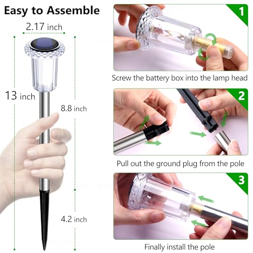 10 Pack Solar Pathway Lights Outdoor Waterproof Warm White LED (Warm 10Pack)