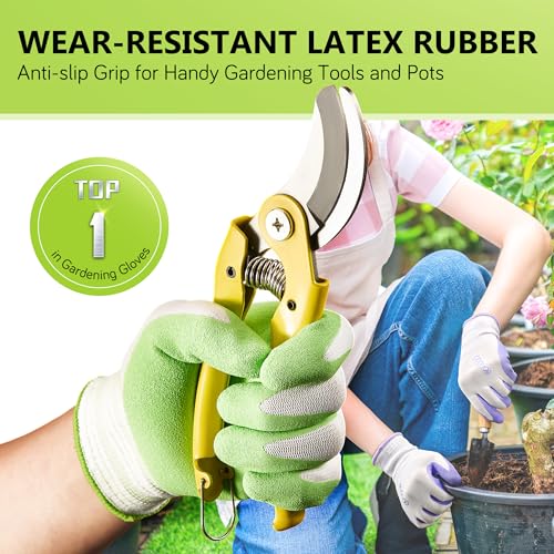 10 Pairs Gardening Gloves for Women (Lavender Purple, Apple Green / Medium (Pack of 10))