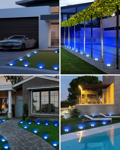 16 Pack Solar Lights Outdoor Waterproof (Blue / 16 Pack)