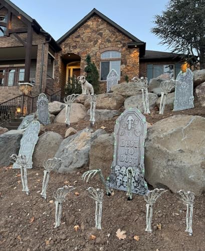 12PC Realistic Skeleton Arm Stakes Halloween Decorations for Lawn Stakes Garden Groundbreaker Halloween Skeleton Decoration (12 Arm Stakes)