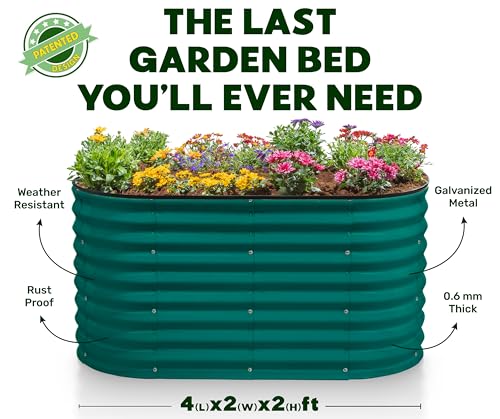 Galvanized Raised Garden Beds Outdoor (Dark Green / 4×2×2 Ft)
