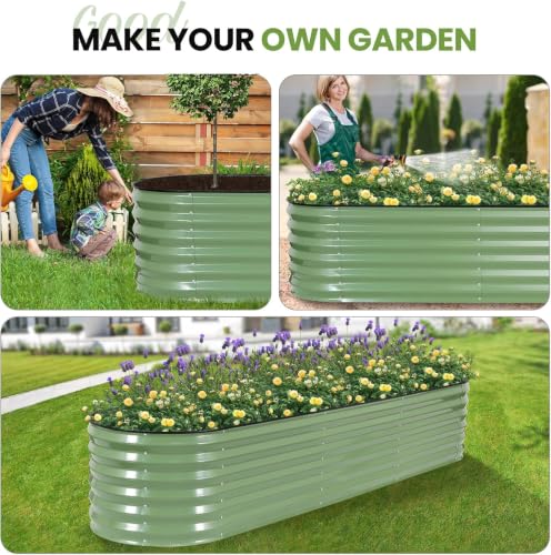 Raised Garden Beds Galvanized (Oliver Green / 8×2×1.4ft (1 Pack))