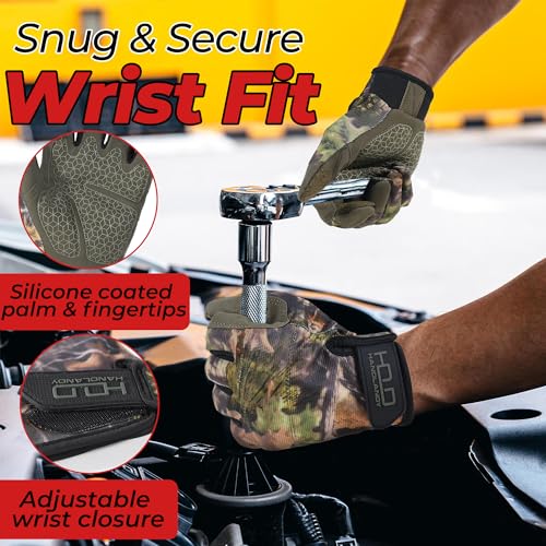 Work Gloves for Men & Women (Camo (1 Pair) / Large)
