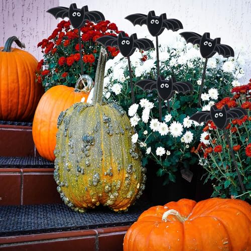 6 Pcs Wood Bat Garden Stakes Halloween Fall Plant Decor Outdoor (Bat)